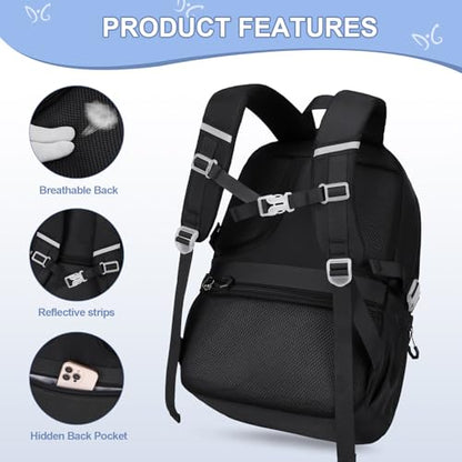 DIGOBAY 3PCS Girls Backpack for School, Kids Backpack for Girls with Lunch Bag Pencil Case, Kids Bookbag Teen Girl Backpacks for Elementary Middle High College School (Black) - color: Black