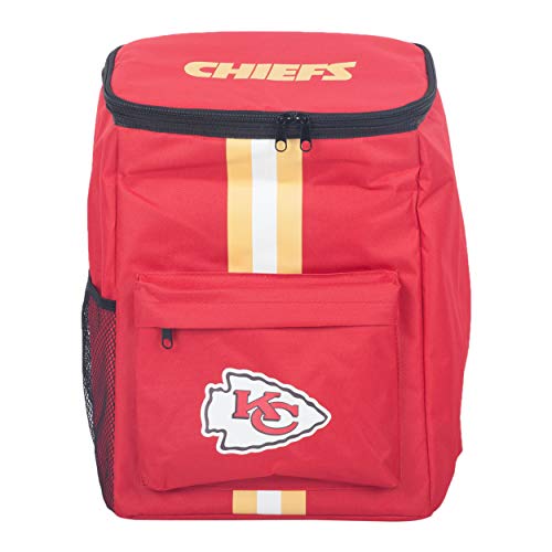 Cooler Backpack – Portable Soft Sided Ice Chest – Insulated Bag Holds 36 Cans - Football Gear – Show Your Team Spirit with Officially Licensed Fan Gear - style: Kansas City Chiefs