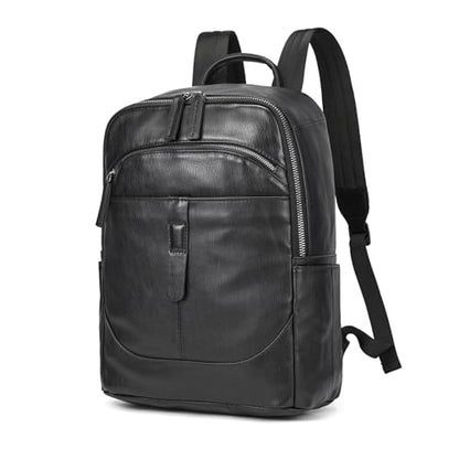 Genuine Leather Backpack for Men & Women - 15.6 Inch Laptop Backpack, Durable Business Commute Bag with Multi-Pockets for Travel & Office - color: Y80&15y Black