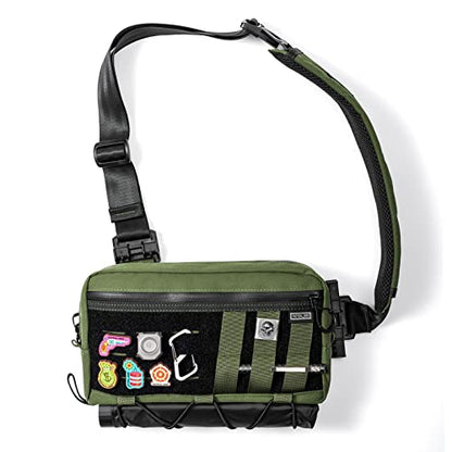TACTICAL_GEEK Cache L3 EDC Sling Bag Chest, Lightweight Shoulder Daypack, 500D Nylon, Travel Hiking Concealed Carry,Crossbody Bag, Tactical Backpack, Hiking Ambidextrous Strap Green - color: Green