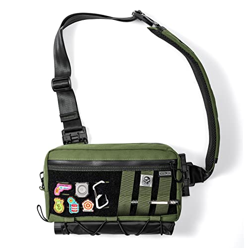 TACTICAL_GEEK Cache L3 EDC Sling Bag Chest, Lightweight Shoulder Daypack, 500D Nylon, Travel Hiking Concealed Carry,Crossbody Bag, Tactical Backpack, Hiking Ambidextrous Strap Green - color: Green