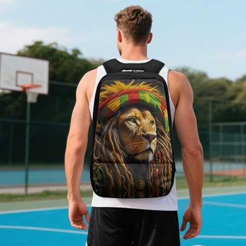 Basketball Backpack With Separate Ball Compartment And Shoes Fit Basketball Volleyball Football - color: Rasta Lion