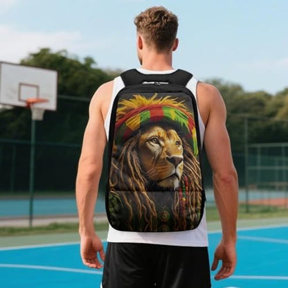 Basketball Backpack With Separate Ball Compartment And Shoes Fit Basketball Volleyball Football - color: Rasta Lion