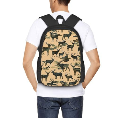 Sturdy Polyester Shoulder Pack Camouflage Military Elk Deer, Anti Theft Spacious Camping Rucksack Casual Daily Bag for Men Women Fitness Outdoor Activity - color: Design (669)