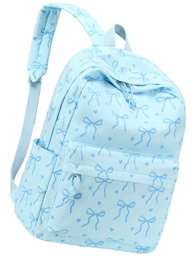 LEDAOU School Backpack for Teen Girls Elementary Middle School Bookbag Kids Backpacks Women Laptop Backpack Travel Daypack (Bow Tie Blue) - color: Bow Tie Blue