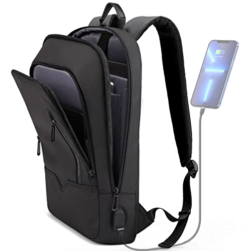 hk Backpack for Men, Business Slim Computer Bag for 15.6 Inch Laptop - color: Black, size: 15.6 Inch
