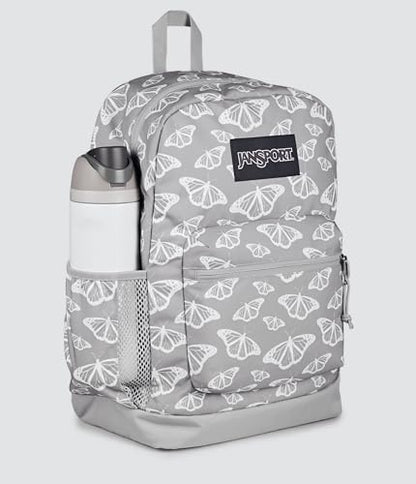 JanSport Cross Town Plus Backpack - Large Main Compartment, Side Water Bottle Pocket, 15-Inch Padded Laptop Sleeve - Flutter By Grey - color: Flutter By Grey