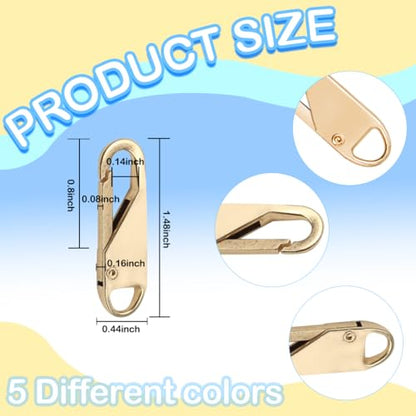 30Pcs Zipper Pull Replacement Metal Zipper Pull Detachable Zipper Pull Tabs Detachable Zipper Repair Kit Zipper Head for Luggage, Clothing, Backpacks, Boots,Purse (Gold) - color: Gold