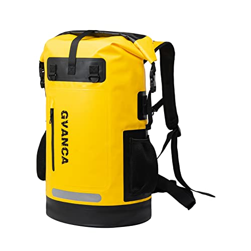 Waterproof Dry Bag Backpack for Kayaking, Roll Top Kayak Dry Backpack, Floating Outdoor Dry Sack Boating Sailing Canoeing Rafting Fishing Camping 35L Yellow - color: Yellow, size: 35L