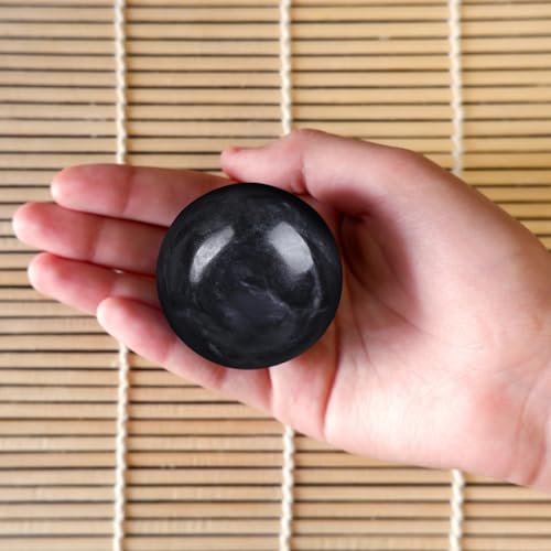 Healifty Baoding Balls for Hand Exercise: 4 Pack Small Marble Chinese Massage Ball Set, No Chime Weighted Therapy Stress Relief, Green and Black 1.4 Inch