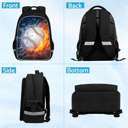 TILYTADLY School Backpack for Boys - Baseball Boys Backpack for Kids Children Teens Elementary Middle School - Students Bag for Ages 6-18,17″Bookbag Multifunctional Large Capacity - color: Baseball-03-backpack Only