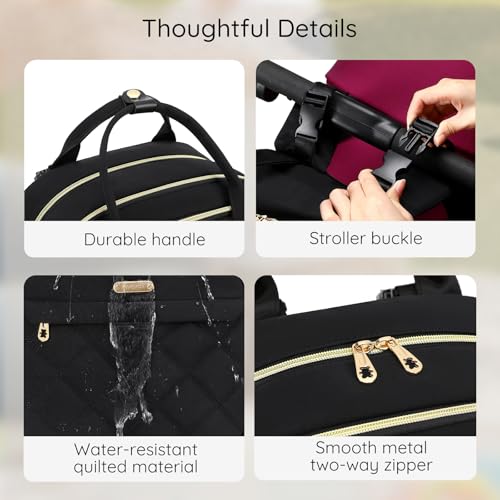 Diaper Bag Backpack, Large 26L Baby Bag with Portable Changing Pad & Pacifier Case, Waterproof Quilted Maternity Backpack for Mom and Dad, Travel Essentials with Insulated Pockets, Grey - color: Grey