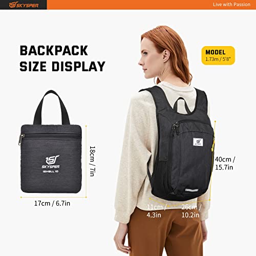 SKYSPER Small Daypack 10L Hiking Backpack Packable Lightweight Travel Day Pack for Women Men - color: Black, size: 10l