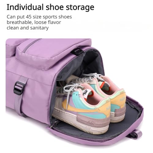 Men's Fitness Travel Bag/Women's Sports Yoga Bag with Shoe Compartment, Carry Weekend/Overnight, Waterproof Camping Backpack, Flight Approved, 35L，Black - color: Black