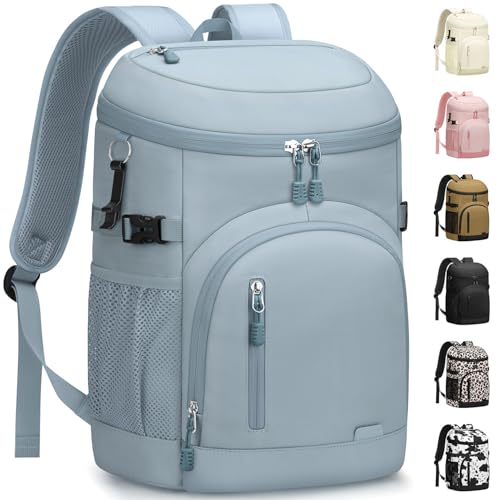 Pritent Cooler Backpack Insulated Waterproof,30/45 Cans Backpack Coolers Leakproof Lunch Backpack for Men Women Portable Soft Cooler Bag for Beach Camping Trave Picnic - color: Blue, size: 30 Cans