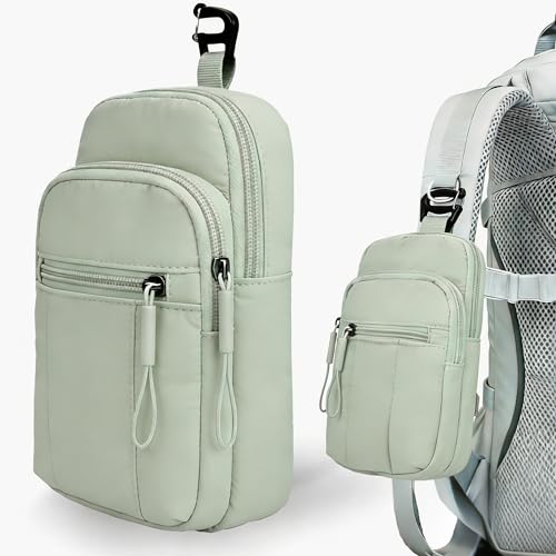 Backpack Strap Pouch Pack，Waterproof Backpack Strap Pocket Attachment Bag for Hikers accessories，Cell Phone Pouch, phone Holster Holder for women Belt, ，cell phone bag，green - color: Green