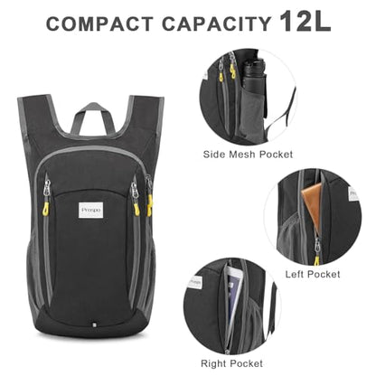 Prospo 12L Hiking Backpack Small Lightweight Travel Backpack for Women Men Casual Foldable Shoulder Bag - color: Dark Grey