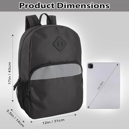 Trail maker Bulk Kids Reflective Backpack Wholesale 24 Pack Backpacks for School with Side Pockets, Padded (4 Colors Pack) - color: 4 Colors Pack