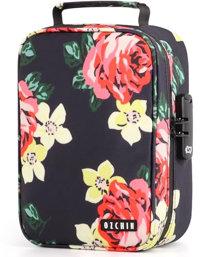 OZCHIN Smell Proof Bag with Combination Lock File Organizer Case Container Medicine Odorless Storage Lock Box Great Gift for Friend - color: Pink, size: L
