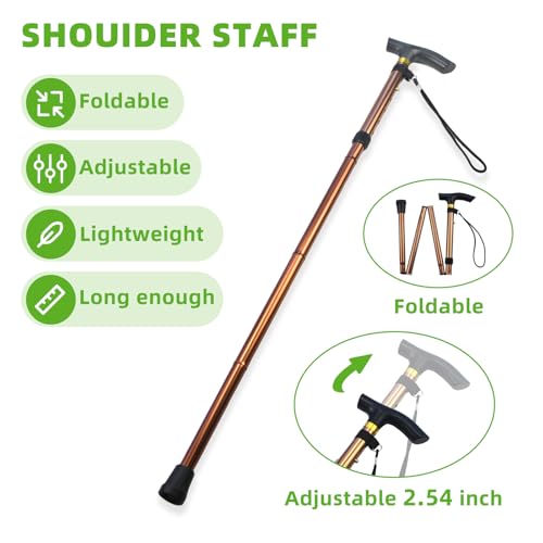 Shoulder Pulley for Physical Therapy, Foldable Shoulder Wand Rotator Cuff Rehab – Portable & Shoulder Reliever with Hook, Lightweight Stretching Tool – Durable Shoulder Exercise Equipment (Gold) - color: Gold