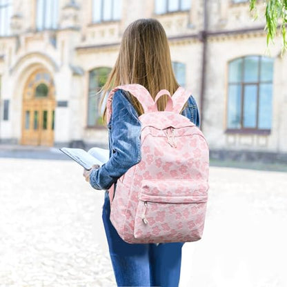 LEDAOU School Backpack for Teen Girls Elementary Middle School Bookbag Kids Backpacks Women Laptop Backpack Travel Daypack - color: Pink Flower