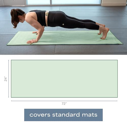 S&T INC. Aura Yoga Mat Towel with Non-Slip Grip, Enhanced Silicone Grip, Soft and Absorbent for Gym, Pilates, and Hot Yoga Mat, 1 Pack, 24 inches x 72 inches, 340GSM, Sage Green - color: Green