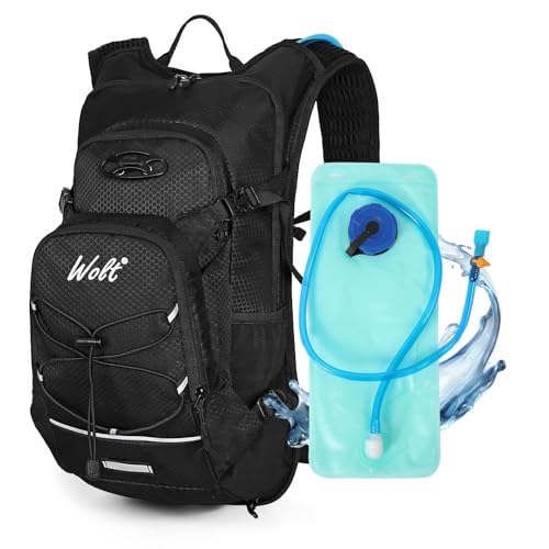 WOLT Hydration Backpack 18L Hiking Water Backpack with 2L Water Bladder for Men Women, Hydration Pack for Running Cycling Biking and Climbing - color: Black