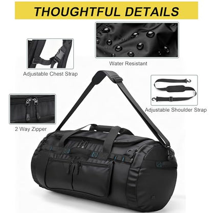 Large Travel Duffle Backpack for Men Women with Shoes Compartment, 45L/60L/90L Waterproof Gym Duffel Bag with Straps for Hiking, Camping, Gym, Overnight (45L) - size: 45L