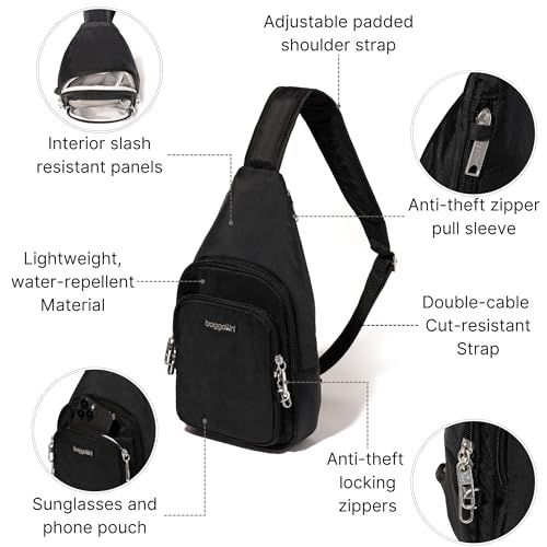 Baggallini Securtex Anti-Theft Daytripper Sling - color: Black
