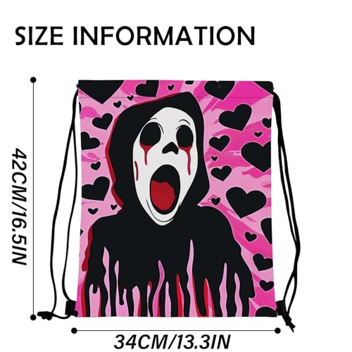 Drawstring Backpack Draw String Bag Waterproof for Sports Gym Beach Travel Cute Aesthetic Sackpack Men Women (13"×17")-Black Heart - color: S-23-black Heart