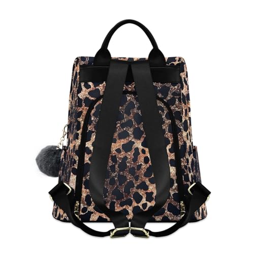 MNSRUU Women Backpack Purse Cheetah Glitter Backpack for Women Anti-theft Shoulder Bag Carry On Backpack Lightweight Rucksack Fashion Travel Ladies Bags - color: Cheetah I9737