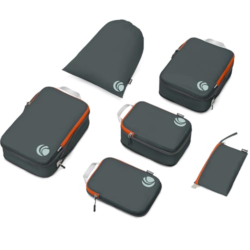 Cipway Compression Packing Cubes Set, Ultralight Expandable Travel Packing Organizers for Carry on Luggage (Grey 6pcs) - color: Grey, size: 6PCS