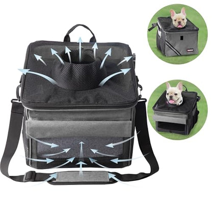 Pet Carrier Bicycle Basket Bag Pet Carrier/Booster Backpack for Dogs and Cats with Big Side Pockets,Comfy & Padded Shoulder Strap,Travel with Your Pet Safety（Titanium） - color: Titanium