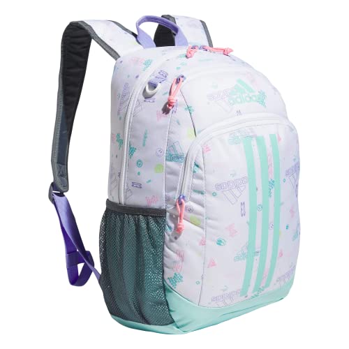adidas Young BTS Creator 2 Backpack DISCONTINUED - color: Icon Brand Love White/Flash Aqua Blue/Light Purple