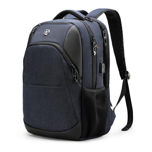 Swissdigital Design Travel Laptop Backpack for Men and Women, Business Backpack with USB Charging Port for Fits 16 Inch Notebook, Blue | SD1670-12 - color: Blue, size: 16 Inches