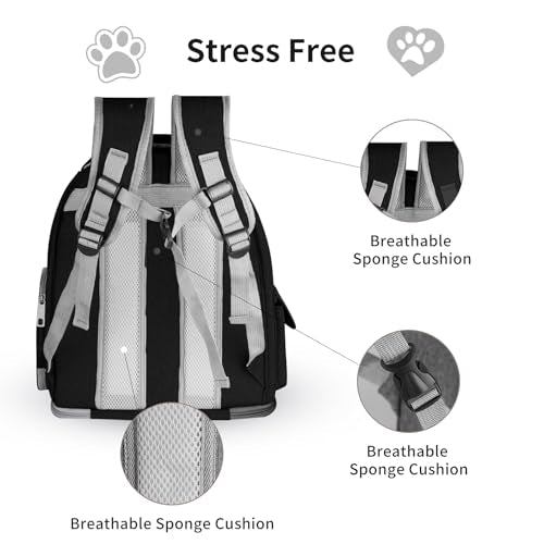 Cat Backpack Carrier for Cats and Small Dogs, Breathable Cat Bubble Backpack, Airline Approved Pet Travel Carrier for Hiking Camping Outdoor(Black) - color: Black