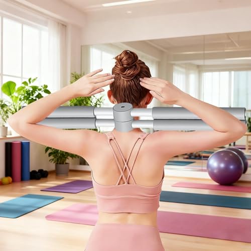 Yoga Postures Stick – Yoga Exercise Stick, Stretch Mobility Pole, Adjustable Pilates Training Bar, Portable Rehabilitation Fitness Tool | Lightweight Stretching Aid for Office Gym Travel Home - color: Gray