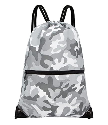 HOLYLUCK Drawstring Backpack Bag Sport Gym Sackpack - color: Grey Camo