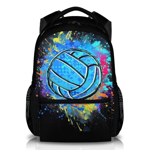 Boys School Backpack Kids Volleyball Backpacks Bookbag Back to School Supplies, 17 Inches Large Capacity Cool Sport Back Pack for Kindergarten Elementary Middle (Black) - color: Color 6