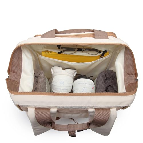 SUNNY BIRD Laptop Backpack, 15.6 Inch Laptop Work Bag, Wide Open Casual Daypack for Women, Men and Adult (White)