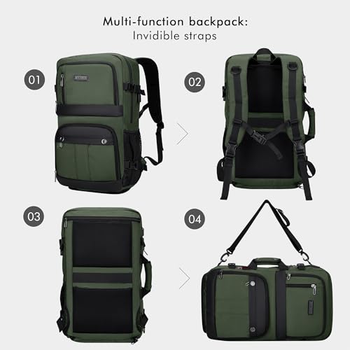 WITZMAN Carry on Travel Backpack for Men Women Laptop Backpack with USB Charging Port Airline Approved(B683 Army Green) - color: Army Green