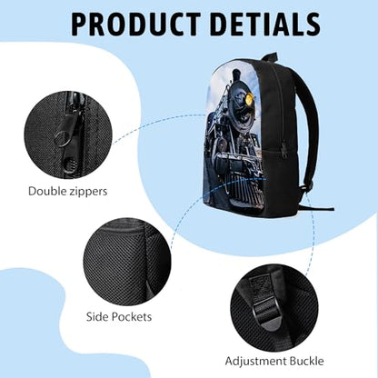 3PCS Train Print Backpack for Boys Girls Teens, School Backpack with Lunch Box Pencil Case for Elementary Middle High Students, 17 Inch Lightweight Bookpack 3 in 1 Set Back to Shool Gifts for Kids - color: Train