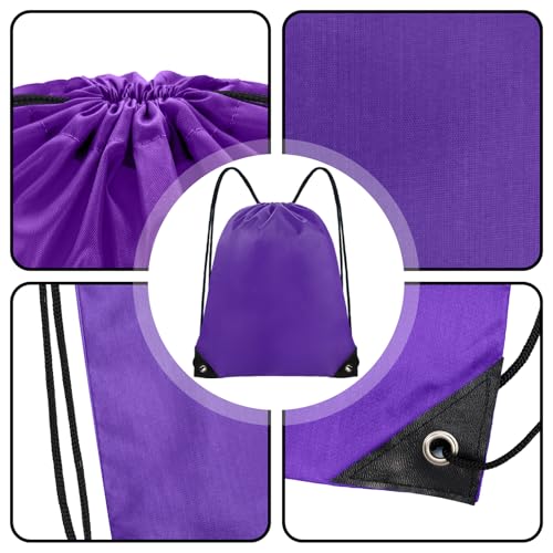 Grneric Drawstring Backpack Bulk 70Pcs String Backpack Drawstring Bags Cinch Bag Sackpack for Men Women Gym(Purple) - color: Purple