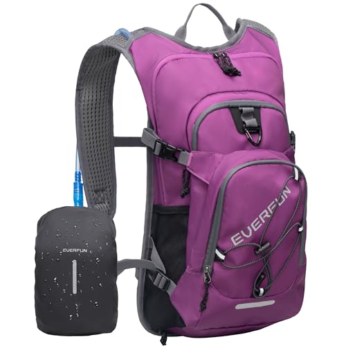 Everfun Hydration Backpack 18L with Water Bladder 2L/3L Hiking Water Backpack Women Men Hydration Pack Insulated Lightweight Day Hydropack with Storage for Hiking, Biking, Running, Festival - color: Beautyberry, size: 2L Bladder