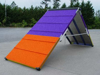 DogSport 5' Agility A-Frame with Rubber Surface on Aluminum Supporting Boards (Purple-Orange)