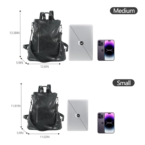 Small Women Backpack Purse PU Leather Anti-theft Casual Shoulder Bag Fashion Ladies Satchel Bags - color: Black, size: Small