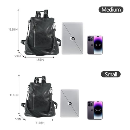 Small Women Backpack Purse PU Leather Anti-theft Casual Shoulder Bag Fashion Ladies Satchel Bags - color: Black, size: Small
