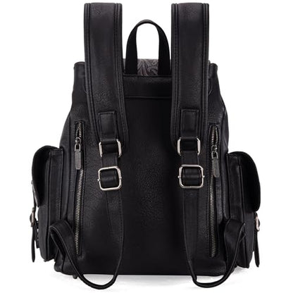 Montana West Wrangler Backpack Purse for Women Men Western Backpack Floral Tooled Travel Bags - color: Carve Black