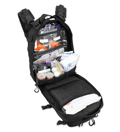 Lightning X Stocked EMS/EMT Trauma & Bleeding First Aid Responder Medical Backpack + Kit - Stealth Black - color: Stealth Black