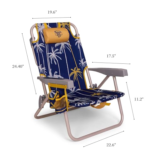 Banana Boat Backpack Beach Chair Lightweight and Portable 5-Position with Lay Flat Outdoor Heavy Duty Tanning Chair, Contrast Palm (2 PK) - color: Contrast Palm (2 Pk)